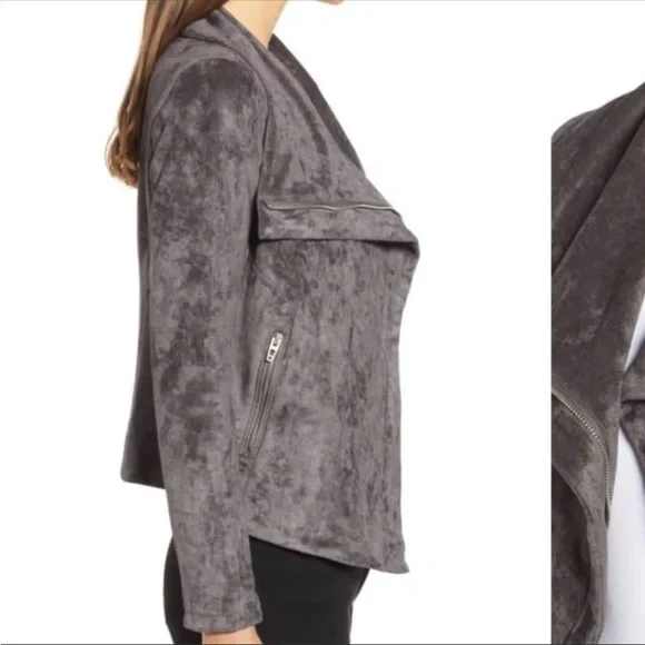 Blank NYC Faux Suede Gray Moto Jacket Sz Medium - Picture 13 of 14